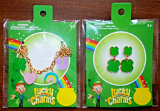 NEW Lucky Charms - Pair of Earrings  Charm Bracelet Set - from HER Accessories