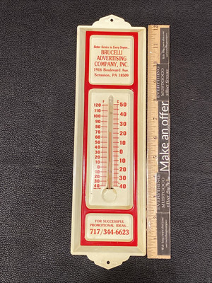 BRUCELLI PROMOTIONAL ADVERTISING COMPANY Scranton PA Metal Thermometer Vintage