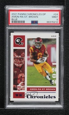 2021 Chronicles Draft Picks Base Blue 17/99 Amon-Ra St Brown PSA 9 Rookie RC 8sr