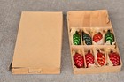 Lot of 8 Antique Glass Red & Green Pinecone Christmas Ornaments Germany in Box — photo 7
