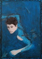 Swim | Modern Art Mixed Media: Oil Pastel Painting Print Mix | A4 Unique