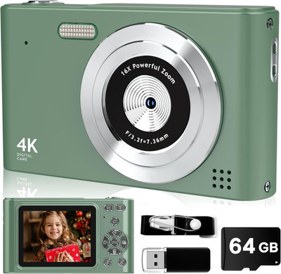 Digital Camera, 44MP Full HD 1080P Point and Shoot Camera with 64GB Card, anti S