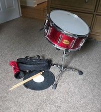 Vangoa 14” Snare Drum Red Shell W/ Stand , Cover, Bags, and Sticks Lightly Used