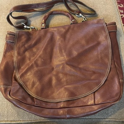 Unbranded 100% Leather Messenger Bag Laptop Crossbody Bag (TD)