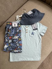 TOMMY BAHAMA Kids Pooltime To Playtime Boys Swim Trunks Tee And Hat Outfit Set 4