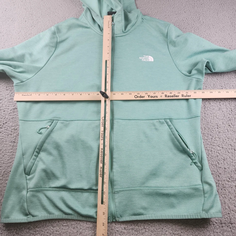 North Face Hoodie Sweatshirt Womens XXL Canyonlands Green Zip Performance Run - Image 3 of 4