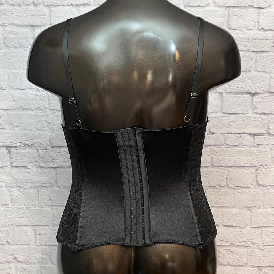 Corsé Bustier Elegante Momentos Malla Satinada Deshuesado 38 XL Negro Foto 4 de 4
