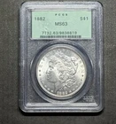 1882 PCGS MS63 OGH MORGAN SILVER DOLLAR OLD GREEN HOLDER