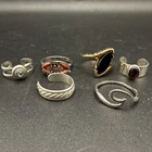 Lot of 6 Vintage Rings – Silver & Gold Tone Costume Jewelry Mixed Assorted Sizes