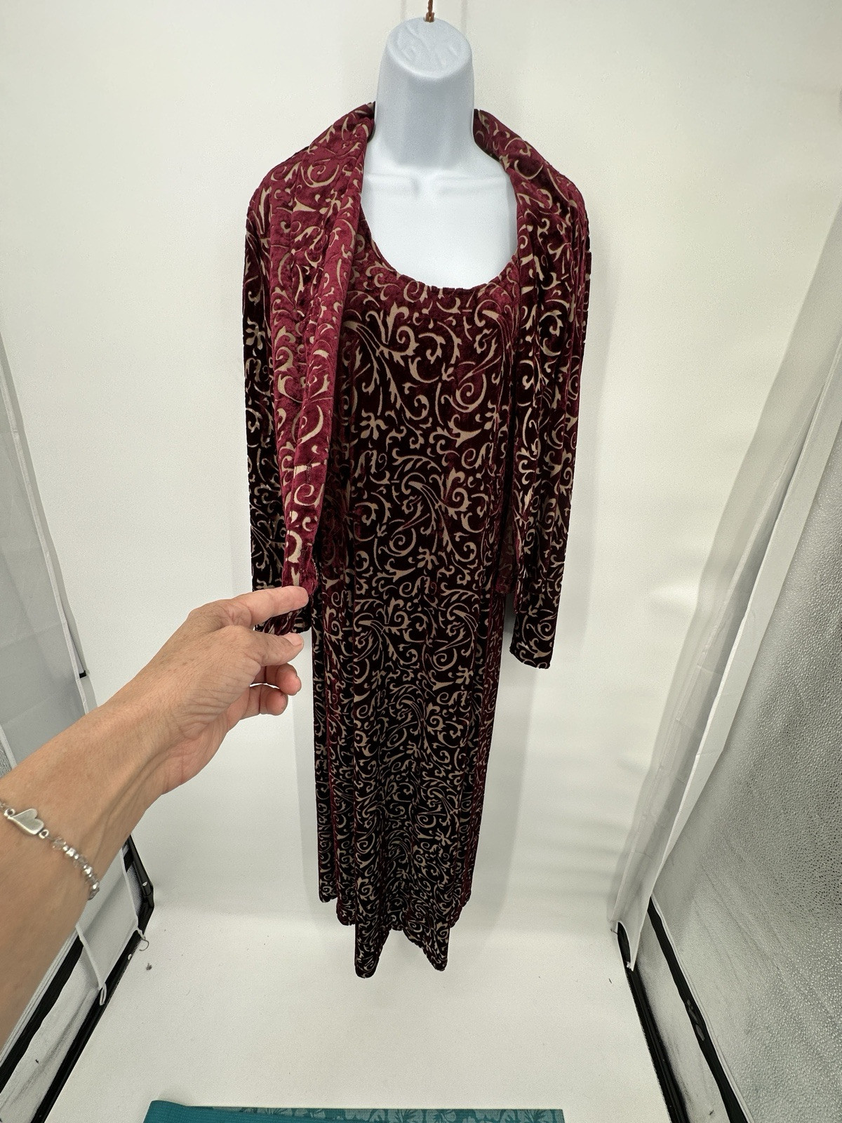Ci Sono Size M/L Crush Velvet  Burgundy Attached  Jacket Formal Holiday Dress