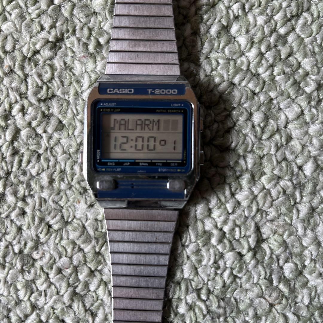 Casio T-2000 Digital Watch Vintage 1970s Stainless Steel Band