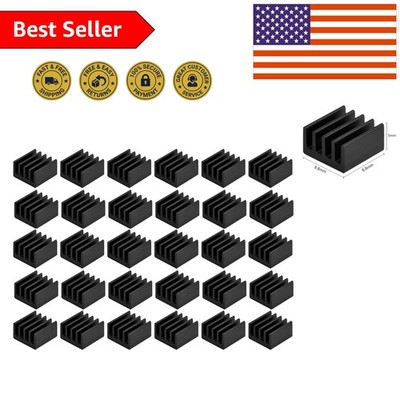 Efficient Mini Heatsink Kit: 30 Black Aluminum Sinks for Electronics Cooling