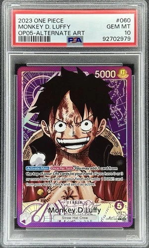 One Piece Monkey D. Luffy Alt Art #OP05-060 Awakening of the New Era (PSA 10)