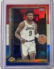 2025-26 Topps Chrome Bronny James Jr. Red, White & Blue Refractor #182 Lakers