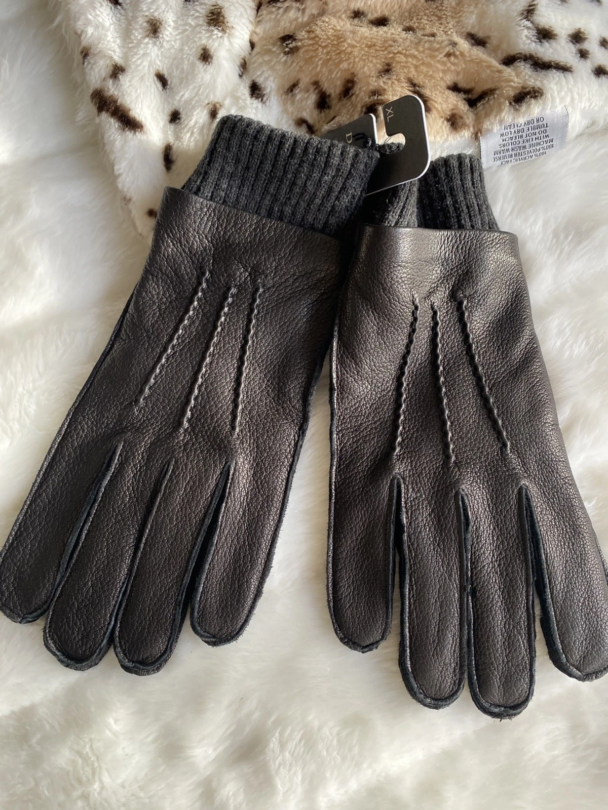 DENTS Black Leather GLOVES Warm Lined SIZE XL Men