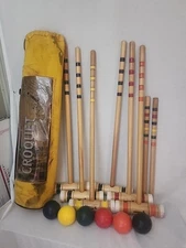 SPORTCRAFT 6 Player Outdoor Croquet Set with Carrying Bag Vintage W/Instructions