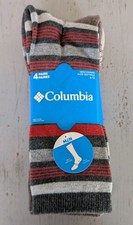 New Columbia Mens Crew Socks 4-Pack Striped Multicolor Arch Support Size 6-12