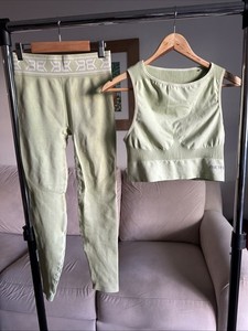 Better Bodies Gym Set Leggings Sports Bra Mellow Green Womens Medium Workout M