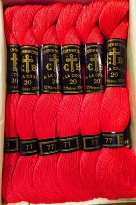 ECHEVETTES COTON à BRODER N°20 CARTIER BRESSON-A LA CROIX -LOT de 12 - ROUGE 77 - Photo 1/2