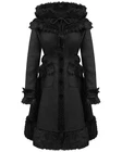 Punk Rave Pyon Womens Gothic Lolita Doll Hooded Winter Coat Black Faux Fur