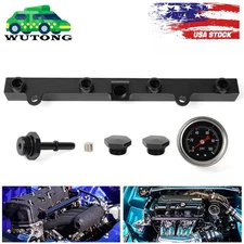 Engine High Flow Fuel Rail with 1/8NPT Gauge For Honda Acura K-Series K20/24 RSX