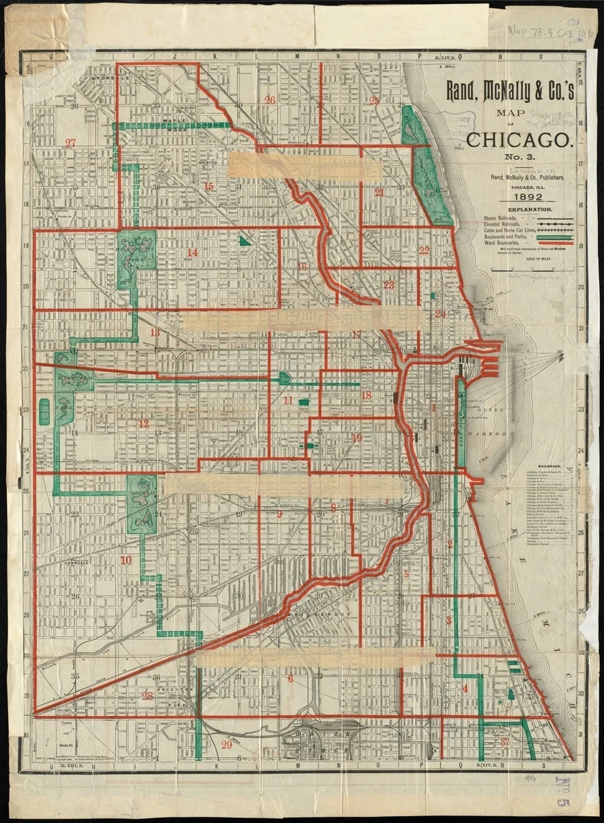 Carte Ancienne De Chicago, IL - 1933 - Vintage Chicago Illinois Art - Prête à Encadrer