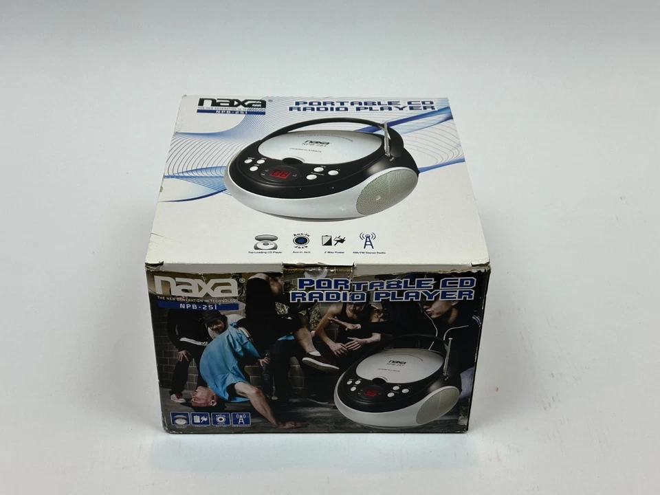 Reproductor de CD portátil Naxa NPB251 con radio AM/FM - negro nuevo en caja Foto 3 de 4