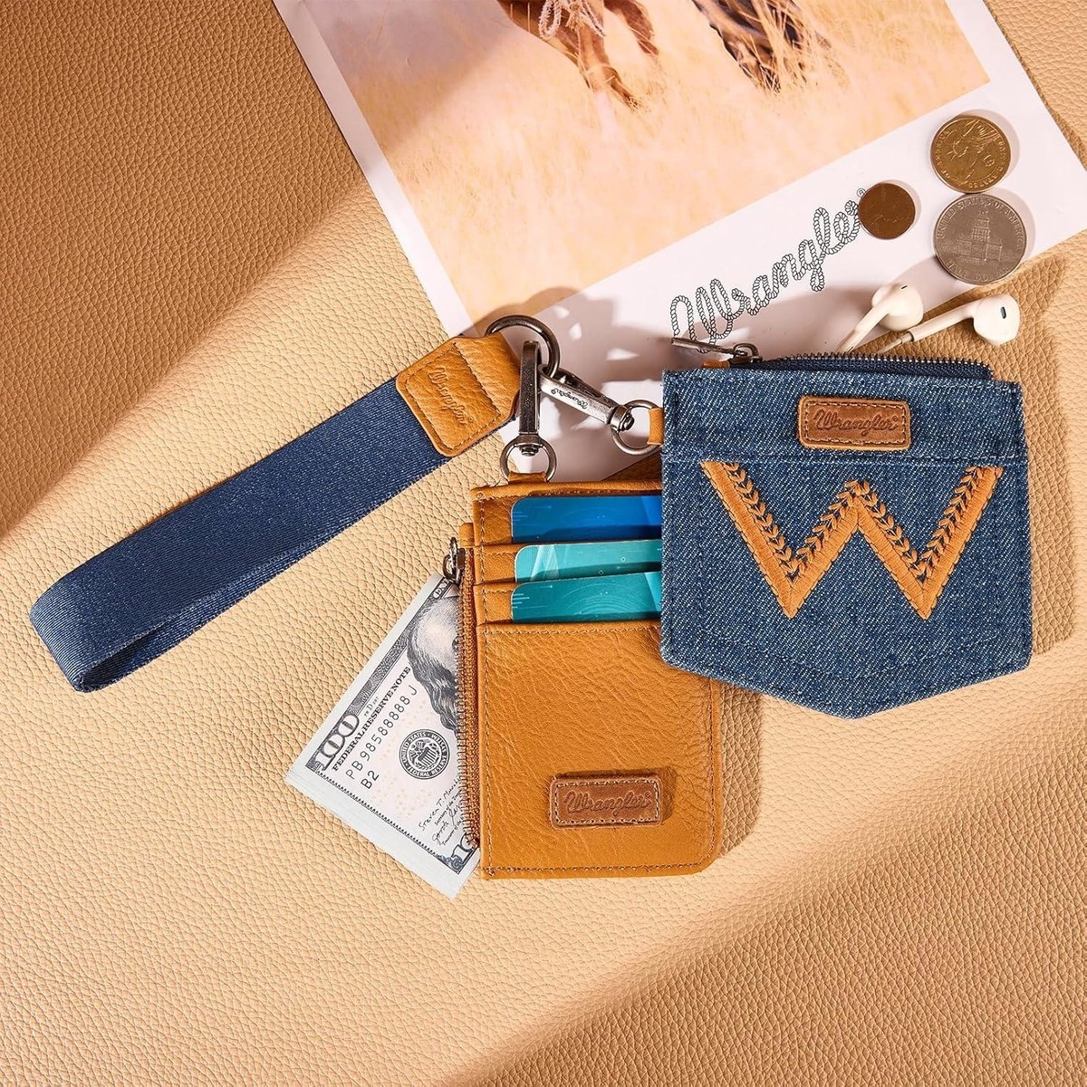 Montana West Wrangler Keychain Wristlet Wallets for Women WG367-W119LBR View 4