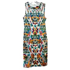 Adrianna Papell Dress Womens Size 2 Kaleidoscope Geometric Floral Lattice Lined