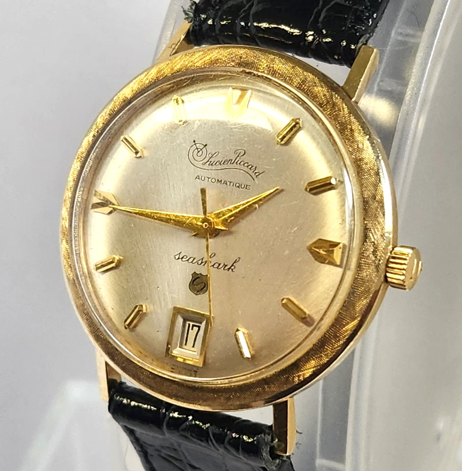 Reloj Pulsera LUCIEN PICCARD SEASHARK AUTOMÁTICO 10K Lleno de Oro Impermeable ¡FUNCIONA! Foto 3 de 4