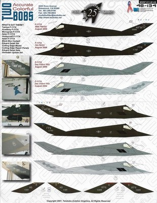 TB48134 Two Bobs Decals 1:48 Lockheed F-117 Nighthawk Silver Anniversary Bandits