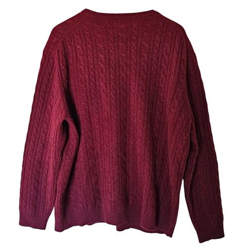 Club Room Cashmere Cable Knit Sweater Burgundy Crewneck Pullover Luxury XXL - Picture 8 of 13