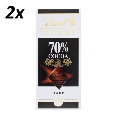 2 x Lindt EXCELLENCE 70% COCOA Dark Chocolate Sweets 100g (3.52oz)