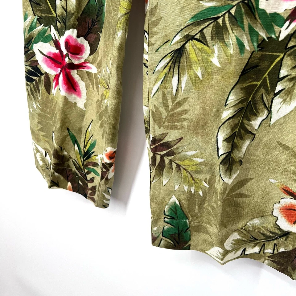 Pantalones de Verano de Playa Tropical Verde Rosa LINO Diseño Chicos Talla 3 XL Floral Foto 4 de 4