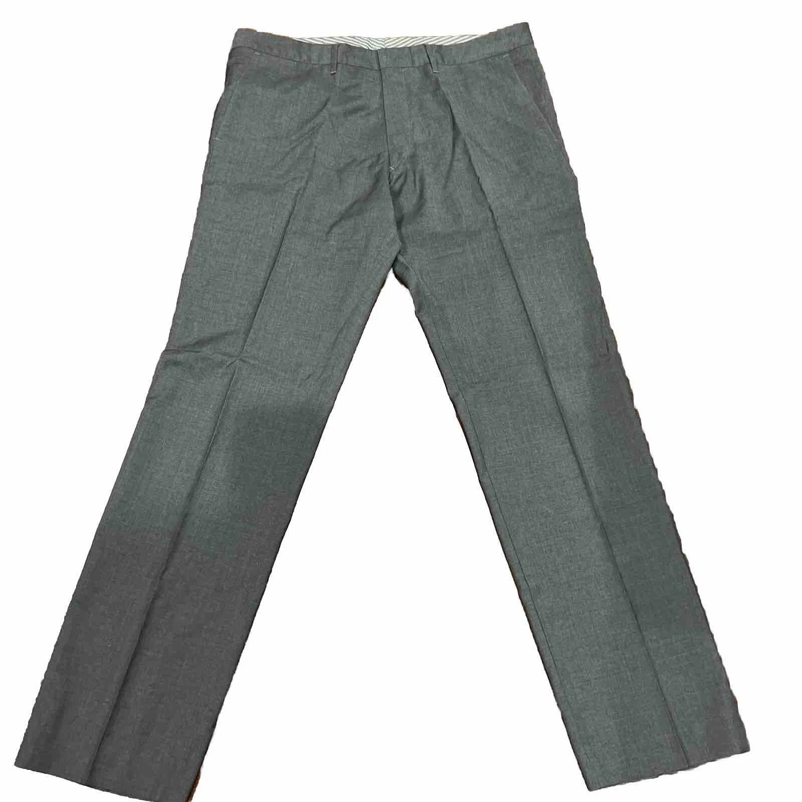 Hugo Boss Cagan1 Dress Pants Mens 38x34 Light Gray Wool Blend Pleated Trouser