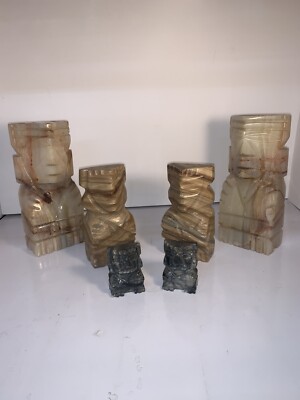 Carved Onyx Stone Aztec Mayan Inca Tiki Figure Sculpture Totem Statue
