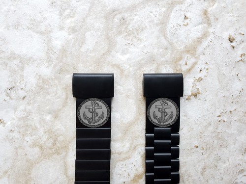 Anchor Engraved Black Band for Garmin D2 Mach 1 Pro & Instinct 3 50mm, 2X, B-AN1 - Picture 3 of 13