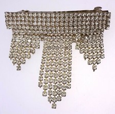 Vintage Silver Tone Hair Clip w/Prong Set Clear Rhinestones