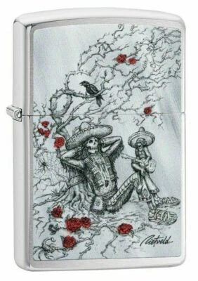 BRIQUET ZIPPO NEUF - JOUR DES MORTS SQUELETTE ( Original , Tempete , Collection)