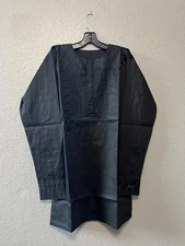 African clothing for men-Embroidered Dashiki M-7X long sleeve black