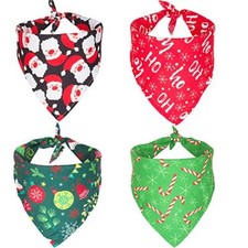 4 Pack Dog Bandana Christmas Dog Scarf Triangle Bibs Large Red Green Black