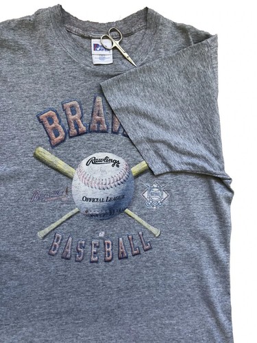 Vintage Atlanta Braves MLB Tee Shirt Jersey Over Print Mens Logo Size L - Picture 2 of 10