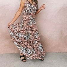 BUDDY LOVE Izzy Smocked Waist Tiered V- Neck Maxi Dress-Dreamsicle Size Large