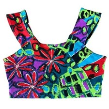 VTG Nike Elite Crop Top Sports Bra Colorful Graffiti Floral Wide Strap Taiwan M