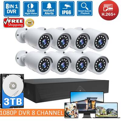 TOGUARD CCTV Security Camera System Outdoor 8CH DVR & 8pcs Wired Bullet Cameras