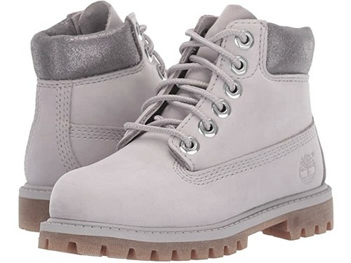 TIMBERLAND KIDS 6 IN WATERPROOF BOOTS *LIGHT GREY* NUBUCK(Girls) Size 13.5 - Picture 1 of 7