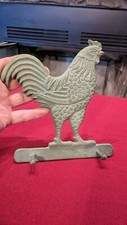 -Vintage Old Rustic Cast Iron Rooster Double Wall Coat Hat Hook