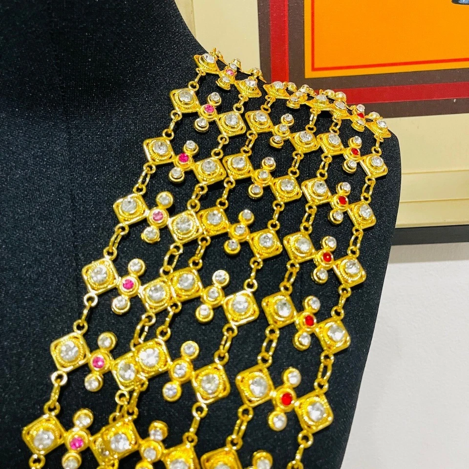 2 piezas. Joyería Vintage Tailandesa Grande Línea Sangwan Collar Estrás Decorado NUEVO Foto 4 de 4