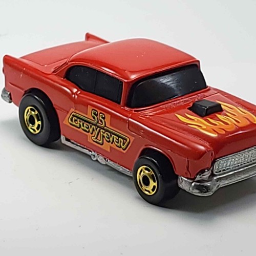 Hot Wheels Diecast '55 Chevy Flames Gold Rims Rare Mint w/Card - Picture 13 of 13