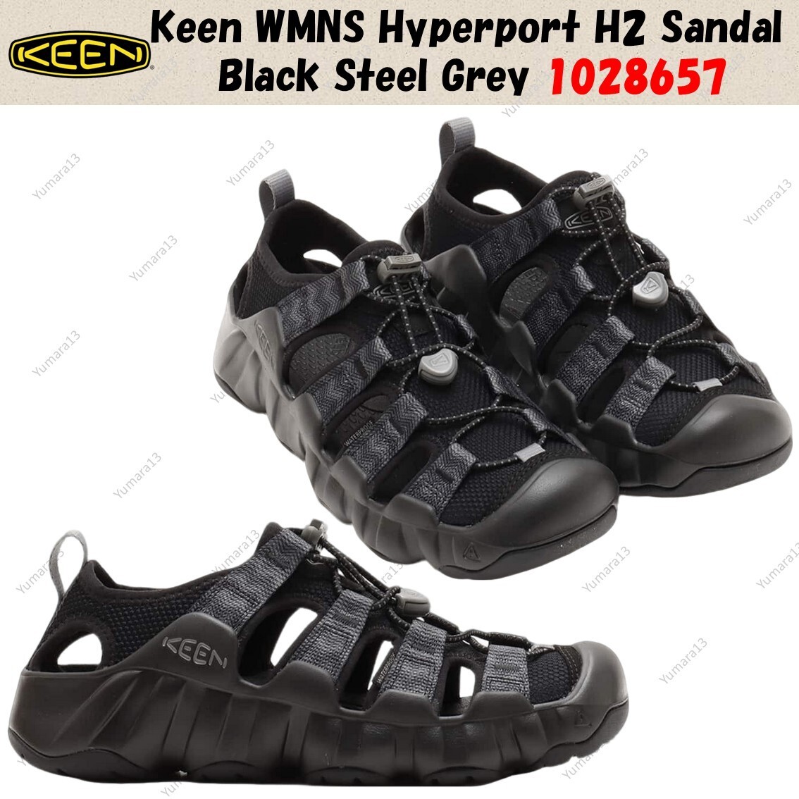 Keen WMNS Hyperport H2 Sandalo Nero Acciaio Grigio 1028657 Taglia Donna